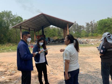 เจ้าหน้าที่จากสำนักงานทรัพยากรธรรมชาติเเละสิ่งเเวดล้อมจังหวัดบุรีรัมย์ได้ลงพื้นที่ติดตามการบริหารจัดการสถานที่กำจัดขยะมูลฝอย(เตาเผาขยะ)