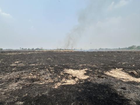 งานป้องกันและบรรเทาสาธารณภัย ออกปฏิบัติหน้าที่ดับไฟลามทุ่งในเขตพื้นที่องค์การบริหารส่วนตำบลบ้านยาง