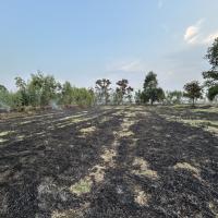 งานป้องกันและบรรเทาสาธารณภัยออกปฏิบัติหน้าที่ดับไฟลามทุ่งช่วยชาวบ้านในพื้นที่ตำบลบ้านยาง